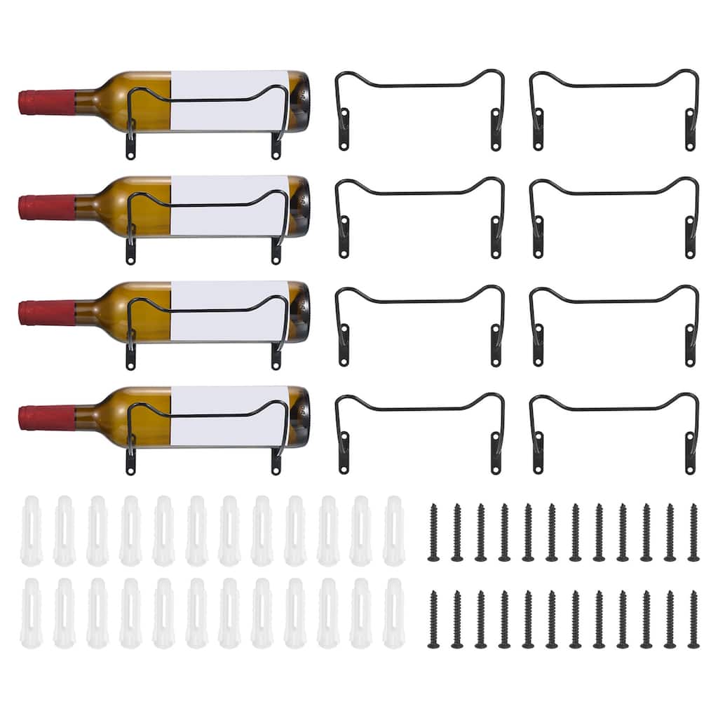 Spiral Wine Wall Holder 12 Pcs, Metal Hanging Wine Bottle Holder Level Style - Black
