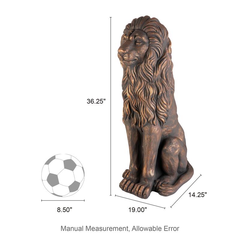 Glitzhome 36.25"H Oversized MGO Bronze/White/Black Sitting Lion Garden Statue