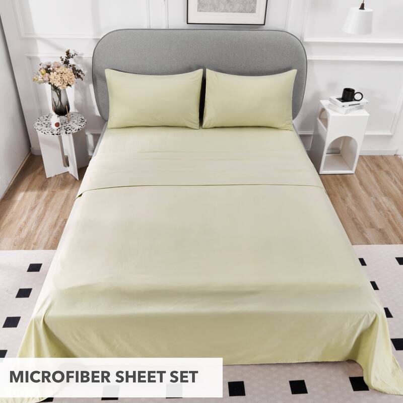 Deconovo 4-Piece Ultra-Soft Bed Sheet Set, 1800 Thread Count, Deep Pockets