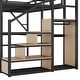 preview thumbnail 53 of 56, High Loft Bed Metal Bed Frame with Stairs Built-in Shelves and Wardrobe, Side Grid Rack, Light, Charging Station and Desk