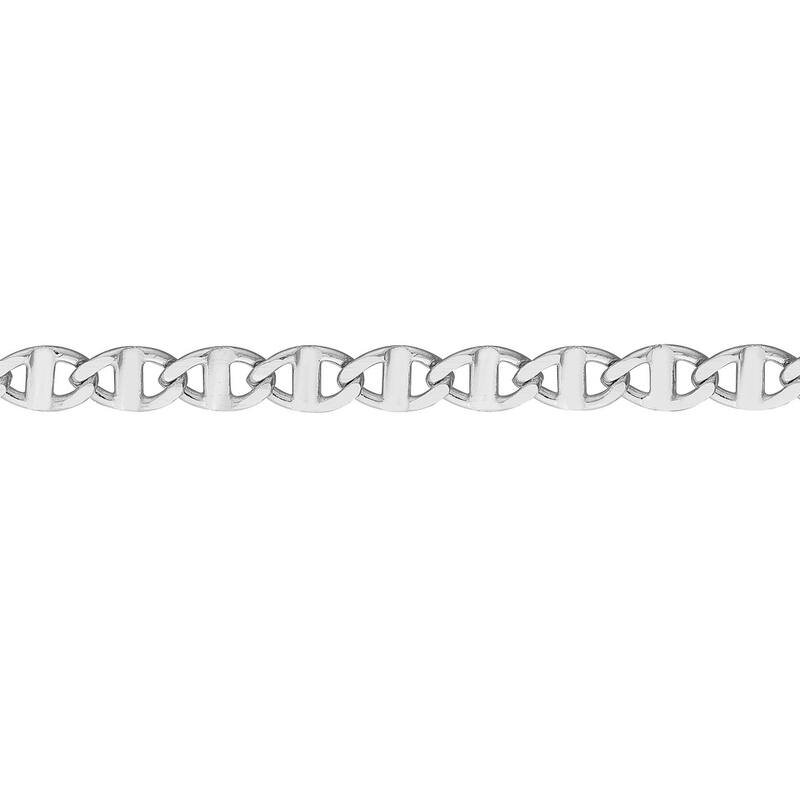Curata 14k White, Rose or Yellow Gold 10" 2.2mm Flat Mariner Chain Anklet for Women