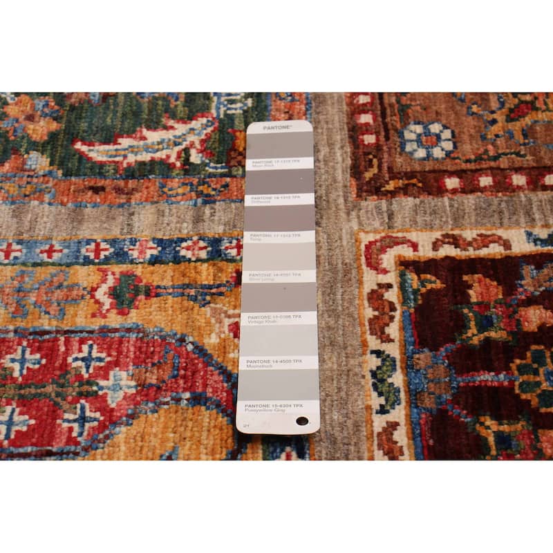 ECARPETGALLERY Hand-knotted Modern Ersari Taupe Wool Rug - 4'10 x 6'2
