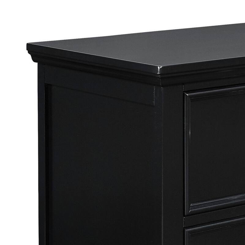 Black 2 Drawer 24 in. W Nightstand with Tapered Legs