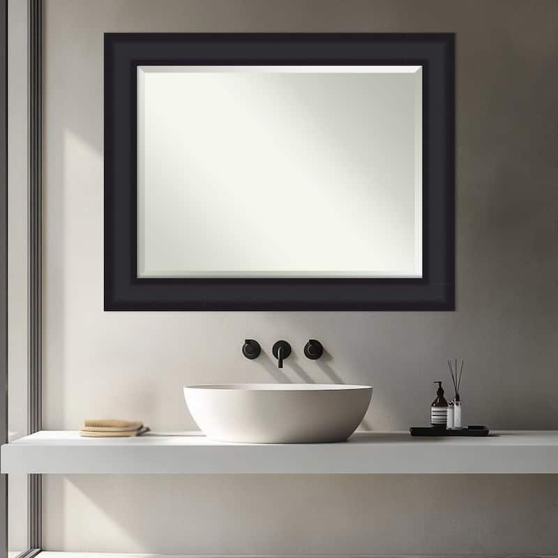 Oliver Beveled Wood Framed Bathroom Vanity Wall Mirror