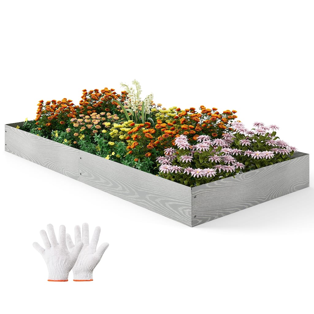 Gymax 6-Pack 20 FT Galvanized Metal Landscape Edging Heavy-Duty Metal