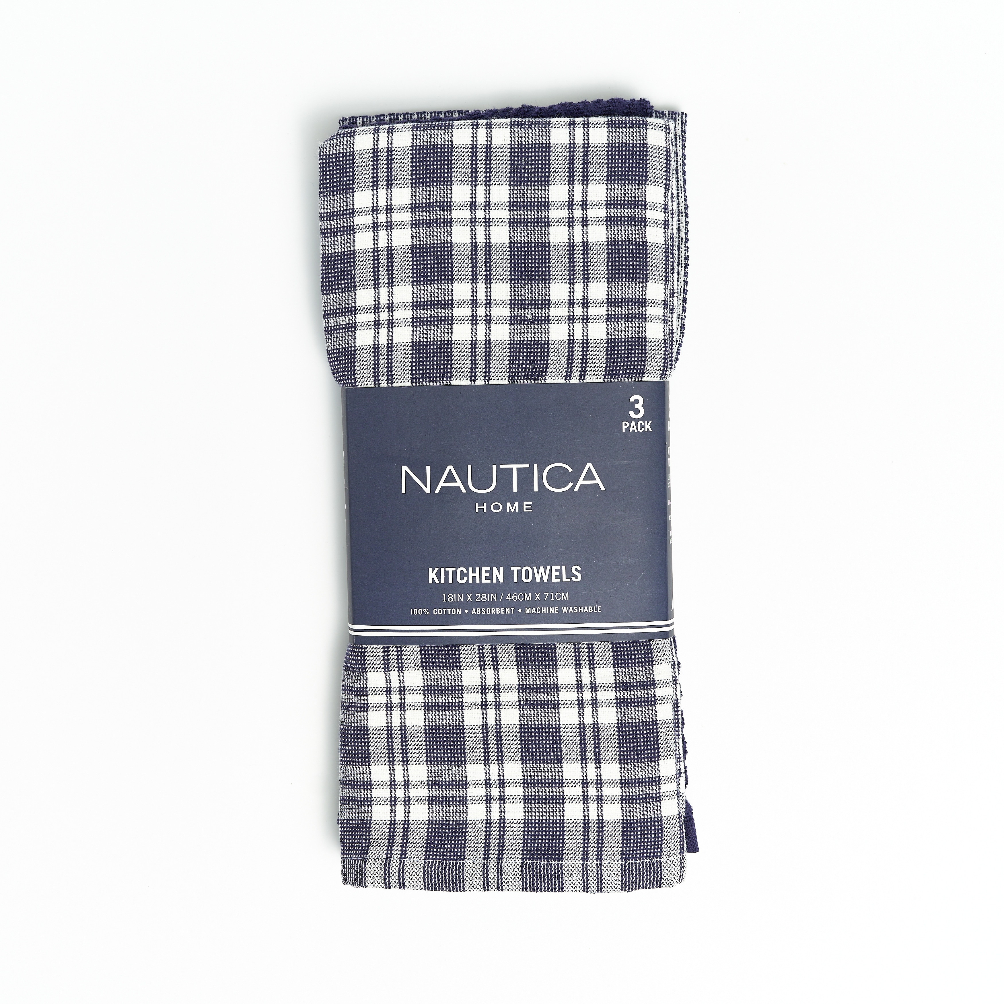 Nautica 100% Cotton Kitchen Towels Set of 3 | 18 x 28 Super Absorbent  Reusable Cleaning Cloths, Tea Towels, Hand Towels for Drying Dishes 
