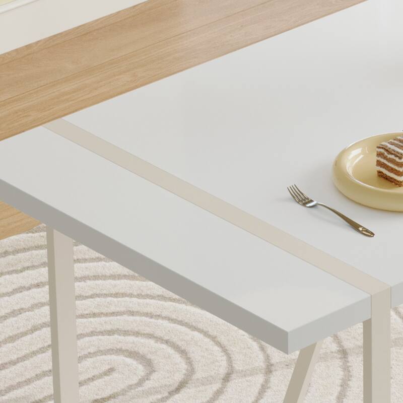 Modern Style Dining Set with Rectangular Table and Vertical Line Dining Chairs