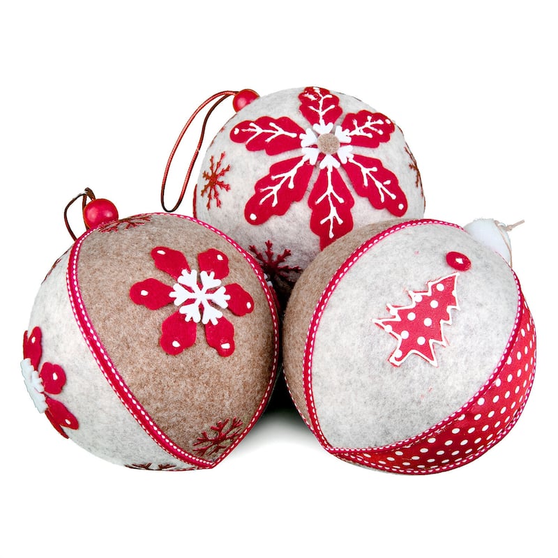 STP Goods 4" Red and White Fabric Christmas Tree Ornament