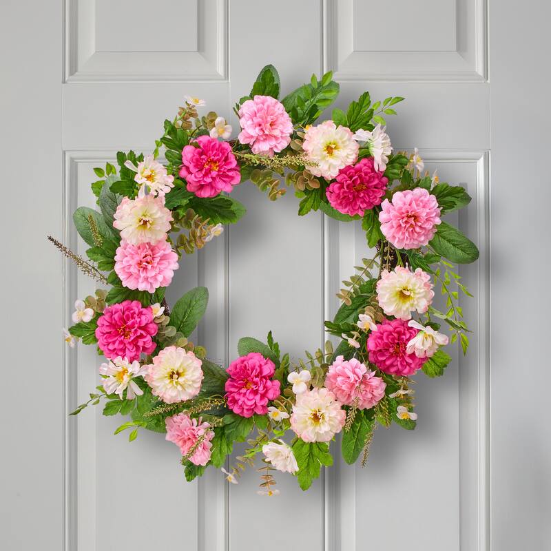 22" Pretty Pink Peony Wreath