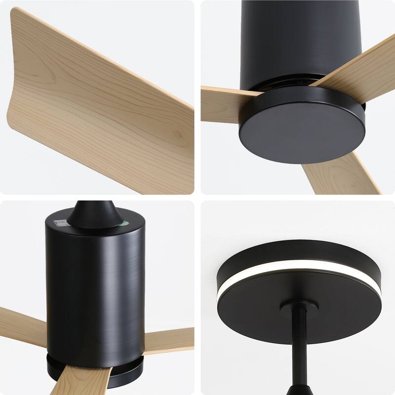 Oaks Aura 52in. Flush Mount LED Ceiling Fans with Light, 6-speed Reversible Industrial Farmhouse Ceiling Fan Light With Remote