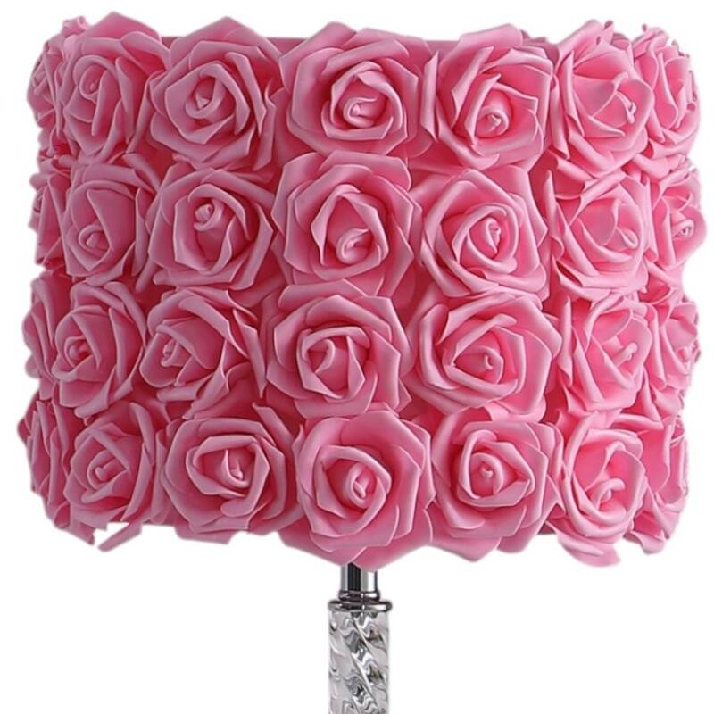 HomeRoots Pink Roses Acrylic And Metal Table Lamp - 10.75