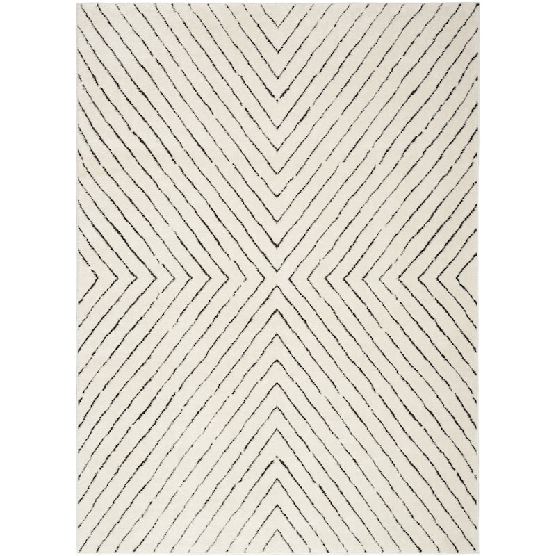 Nourison Cozy Modern Indoor Abstract Area Rug - 3' 11" x 5' 11" - Ivory/Black