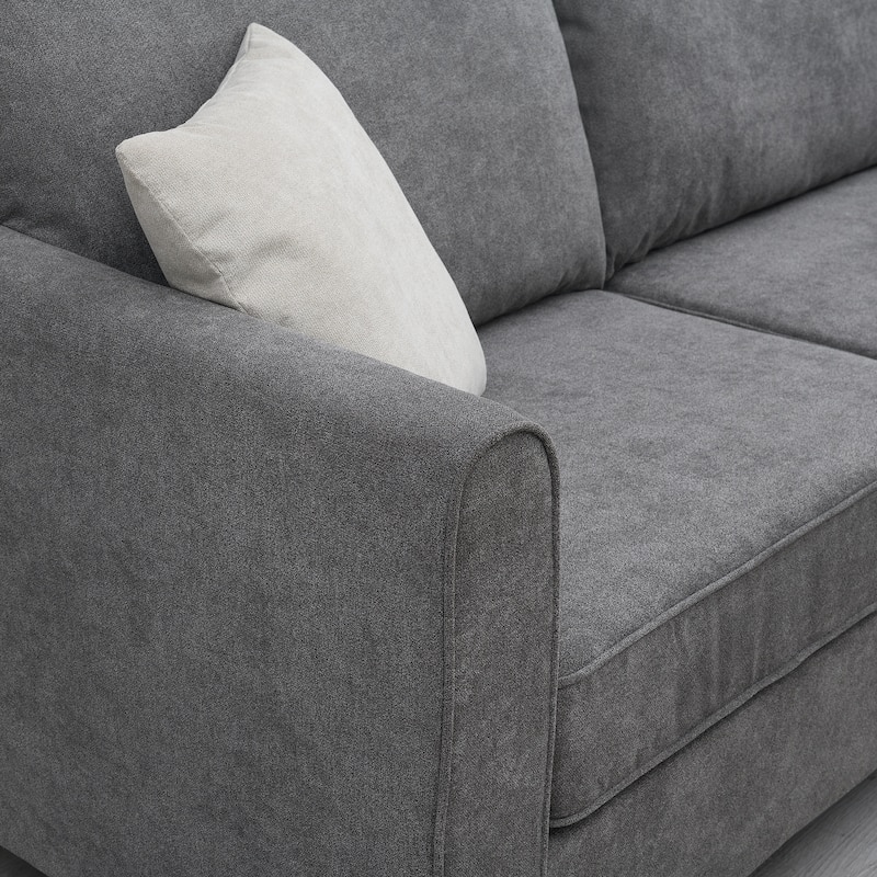 L Shape Furniture Living Room Sectional Couch with 3 Pillows聽