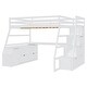 preview thumbnail 13 of 26, Wooden Full Size Loft Bed with Build-in Study Desk, Storage Stairs, Shelves, Drawers for Kids, Teens - Large Space Underneath