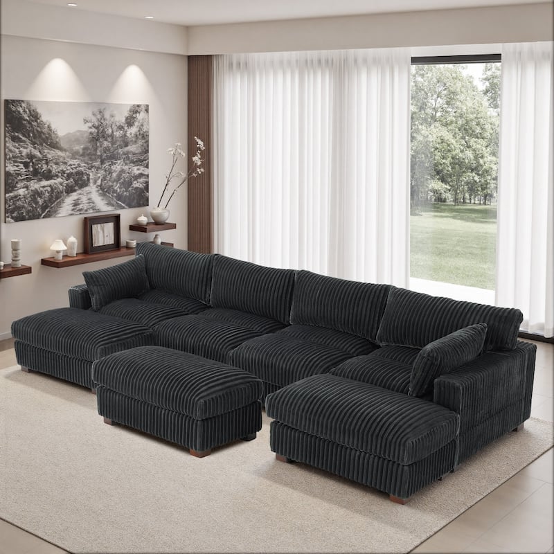 6-Piece 118.4"W Plush Oversized Modular Sectional Sofa Set