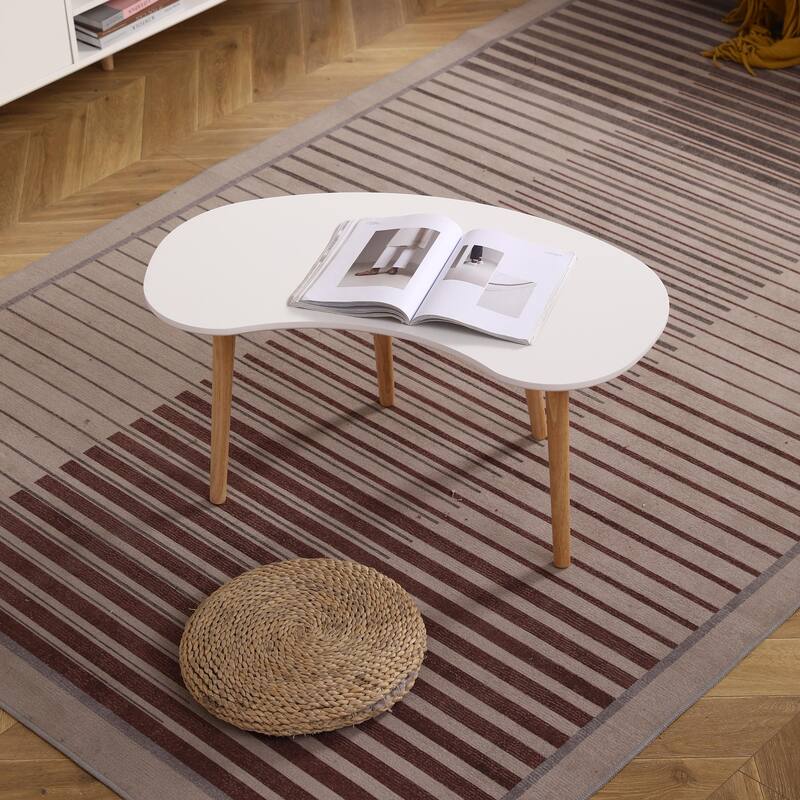 Nut Shape Coffee Table with Solid Wood Legs