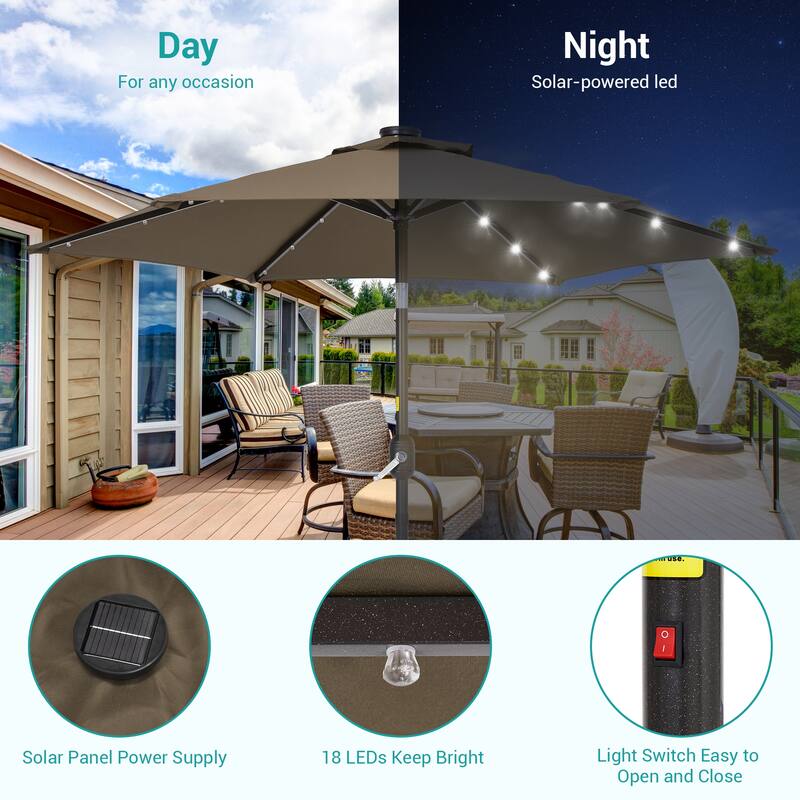 BONOSUKI 7.5ft LED Patio Umbrella Table Umbrellas,with Tilt and Crank
