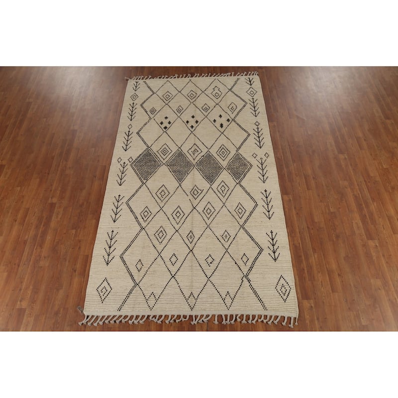 Trellis Moroccan Oriental Area Rug Handmade Wool Carpet - 5'6"x 9'8"