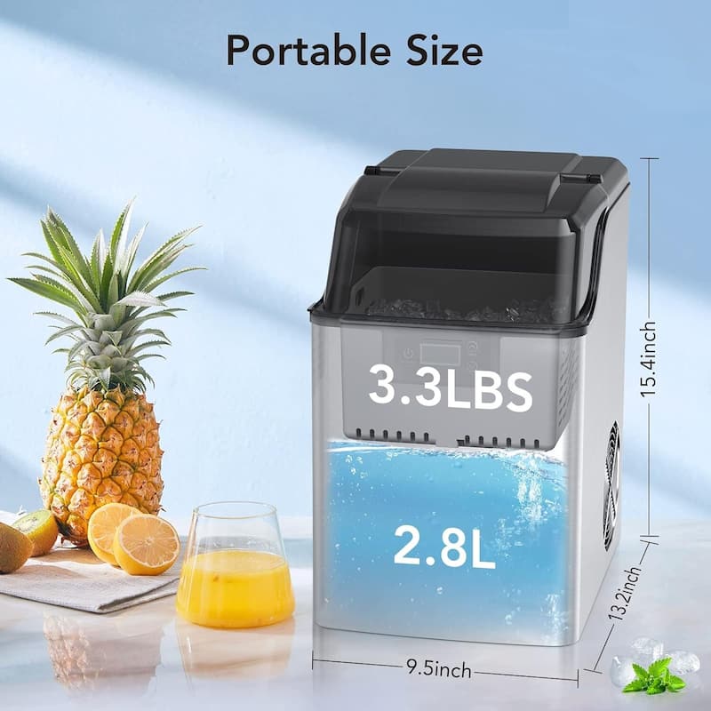 44LBs/24H Portable Countertop Nugget Ice Maker with Ice Basket - N/A