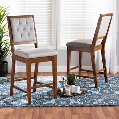 Gideon Modern and Contemporary 2-Piece Wood Counter Stool Set