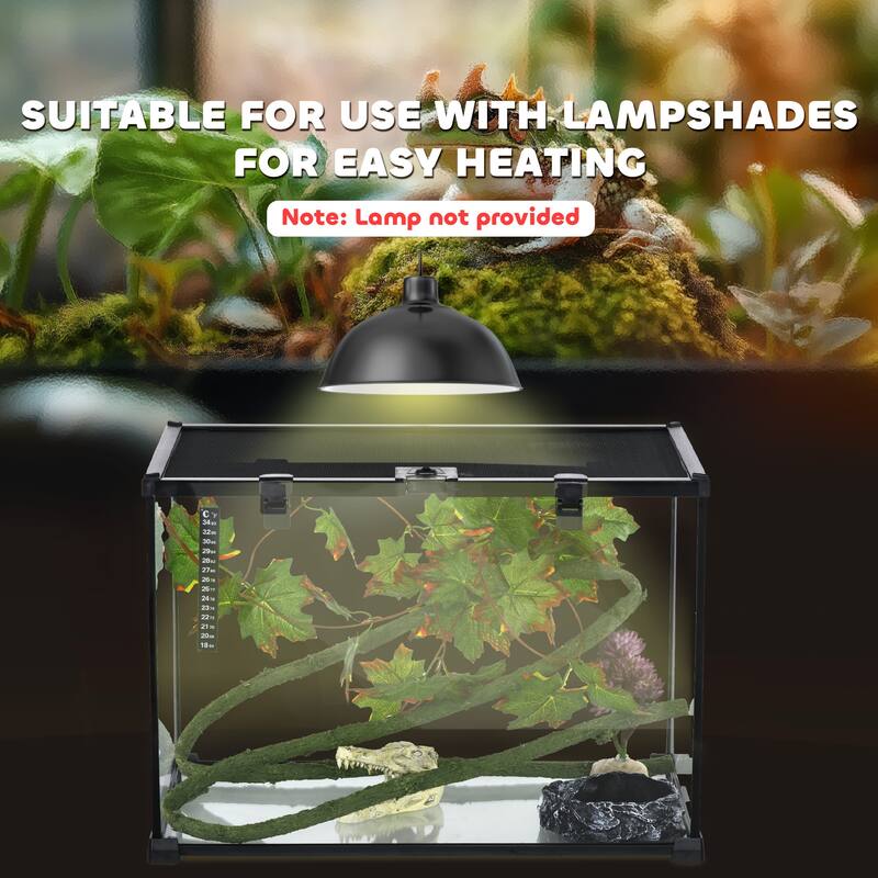 PawHut 14 Gallon Glass Reptile Enclosure with Decor Kit, Crested Gecko Tank, Full View Terrarium Tank