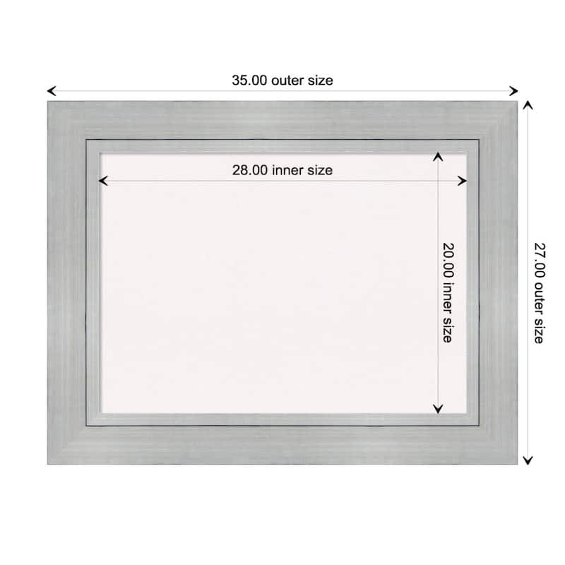Romano Silver Wood Framed White Corkboard Bulletin Board - Board Size 28x20