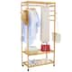 Rolling Clothes Garment Racks Bamboo Hanging Stand