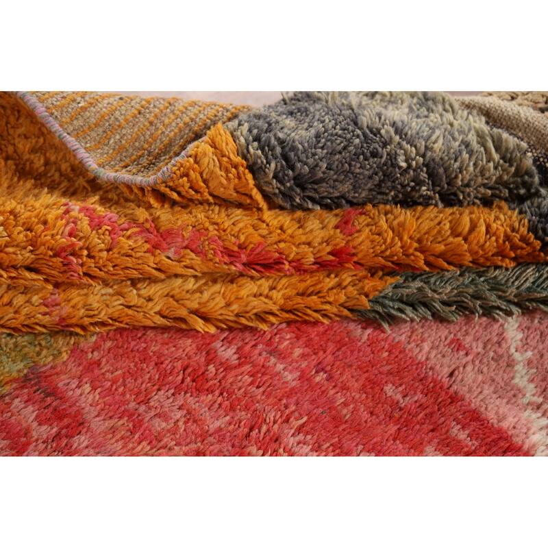 Plush Moroccan Oriental Area Rug Hand-Knotted Geometric Wool Carpet - 9'1" x 12'9"