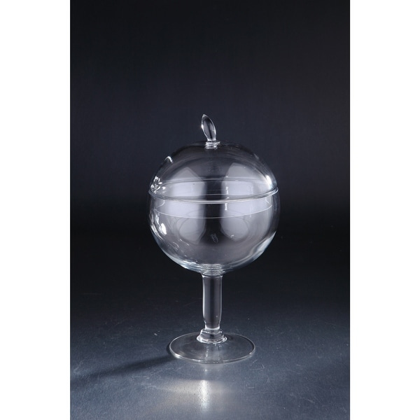 15.5" Clear Round Hand Blown Glass Jar with Finial Lid - N/A