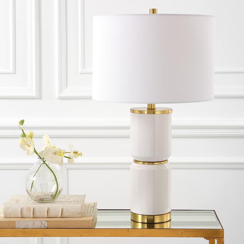 Gloss White Ceramic Table Lamp - 15"W x 26.25"H x 15"D