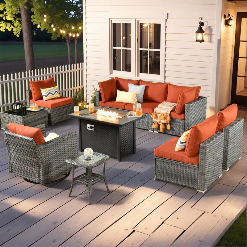XIZZI 10-Piece Outdoor Furniture Sectional Swivel Chair Set