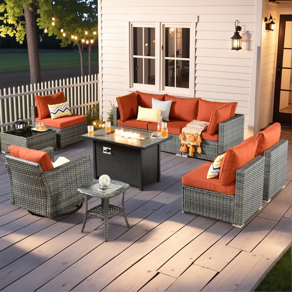 XIZZI 10-Piece Outdoor Furniture Sectional Swivel Chair Set
