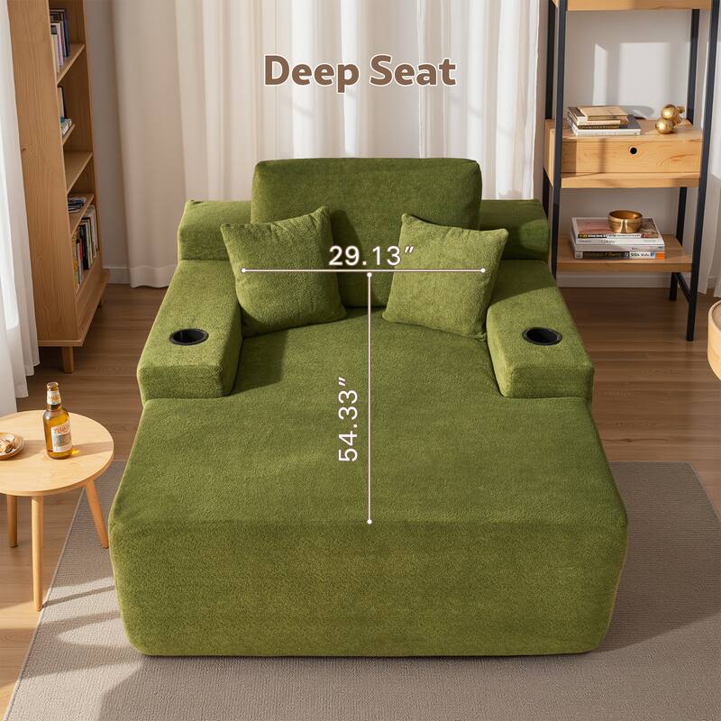 HOOOWOOO Modern Upgraded Fabric Chaise Lounge Sofa Couch with Holder