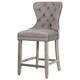 Carter 29" Wingback Tufted Nailhead Bar Stool with Antique Grey Legs - Grey