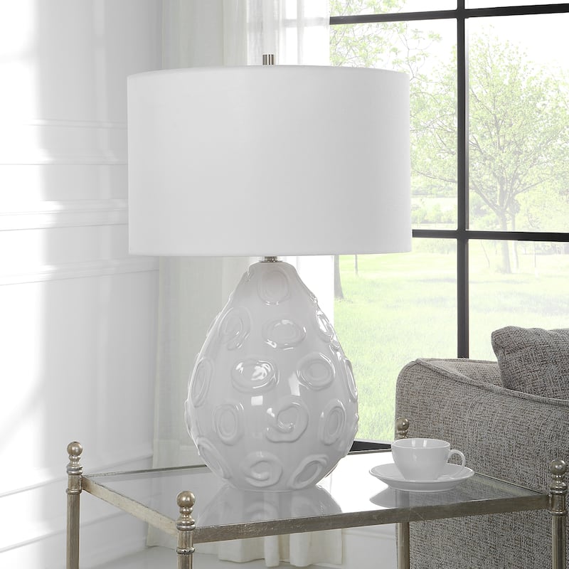 Uttermost Loop White Glaze Table Lamp - 16 W x 25 H x 16 D (inches)