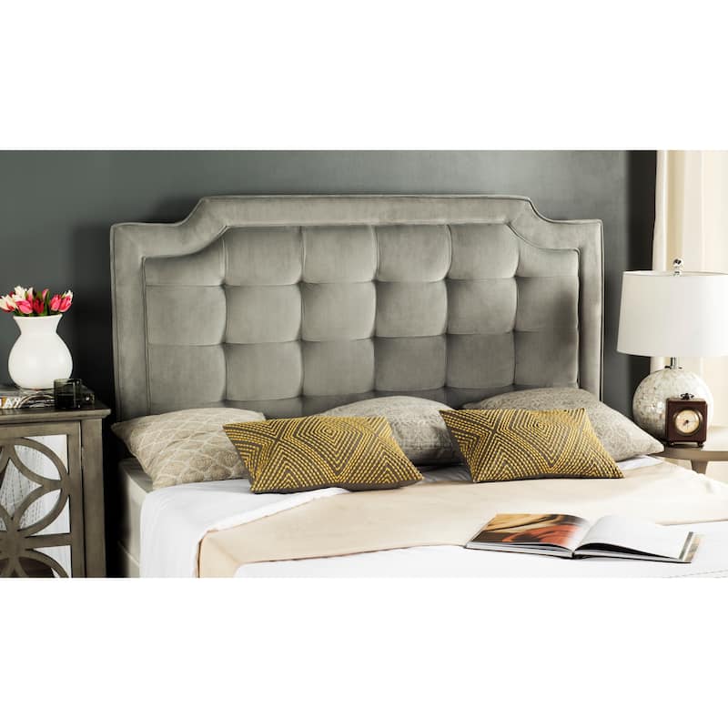 SAFAVIEH Shanika Taupe Upholstered Tufted Headboard (King) - Pewter - King
