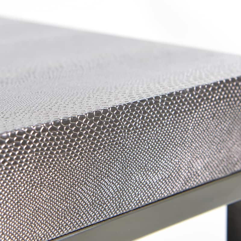 Empire Art Direct Silver Faux Lizard Leather Tall Nesting Tables (Set of 2) - 12" x 38"