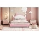 preview thumbnail 4 of 18, Upholstered Leather Platform Bed with Unicorn Shape Headboard, Platform Bed Frame with Unicorn Ornament for Kids,Pink