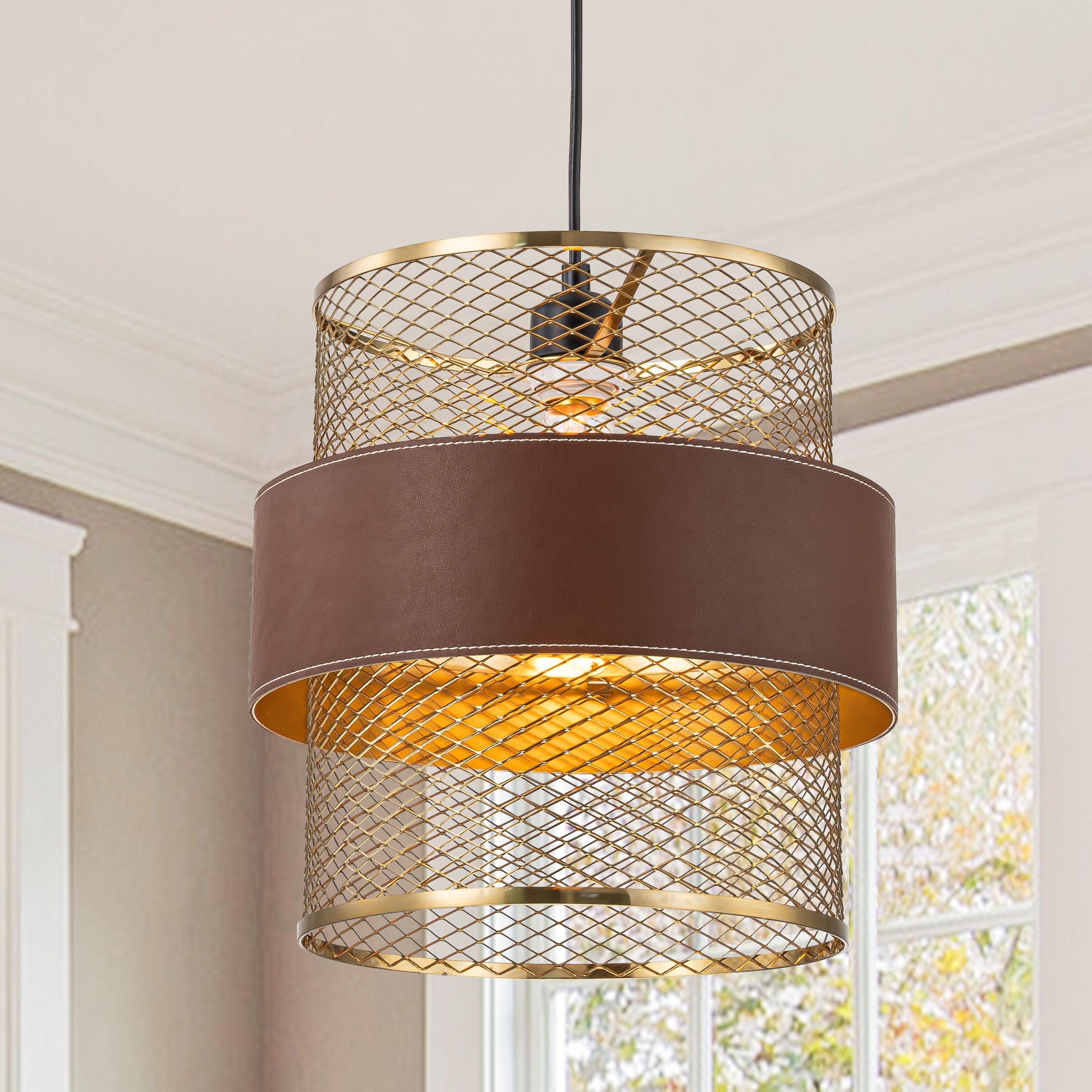 Gold mesh pendant light outlet