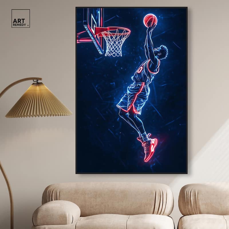 Shoot Some Hoops Neon Canvas by Art Remedy