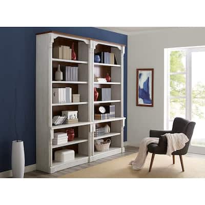 Rustic Open 8' Wood Bookcase, Storage Cabinet, White - 84W x 94H x 16D