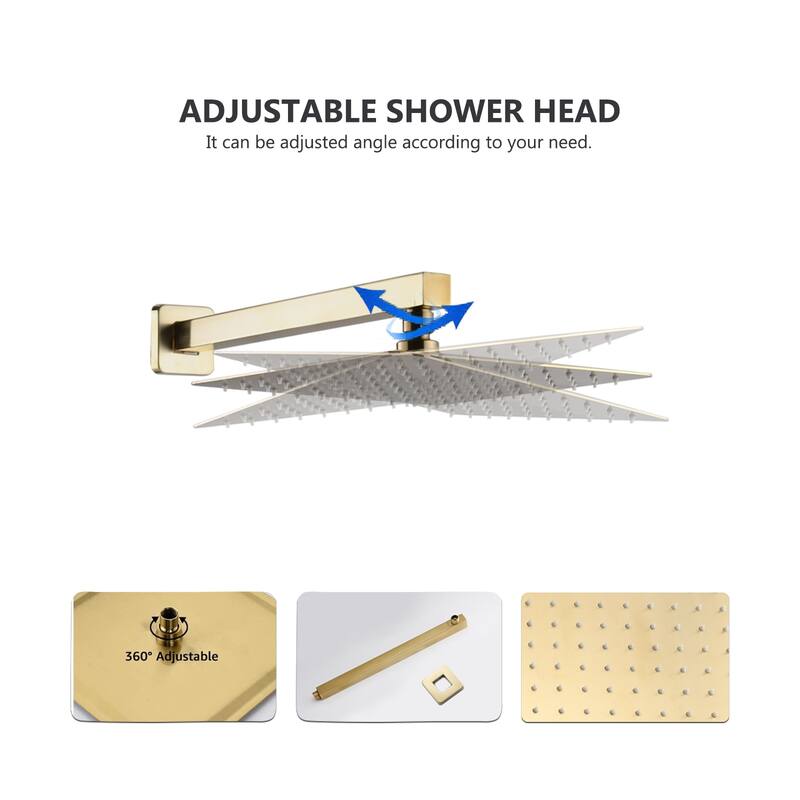 YASINU 12 In. High-Pressure Rainfall Shower System with Handheld Shower Head Bathtub Faucet - 12"