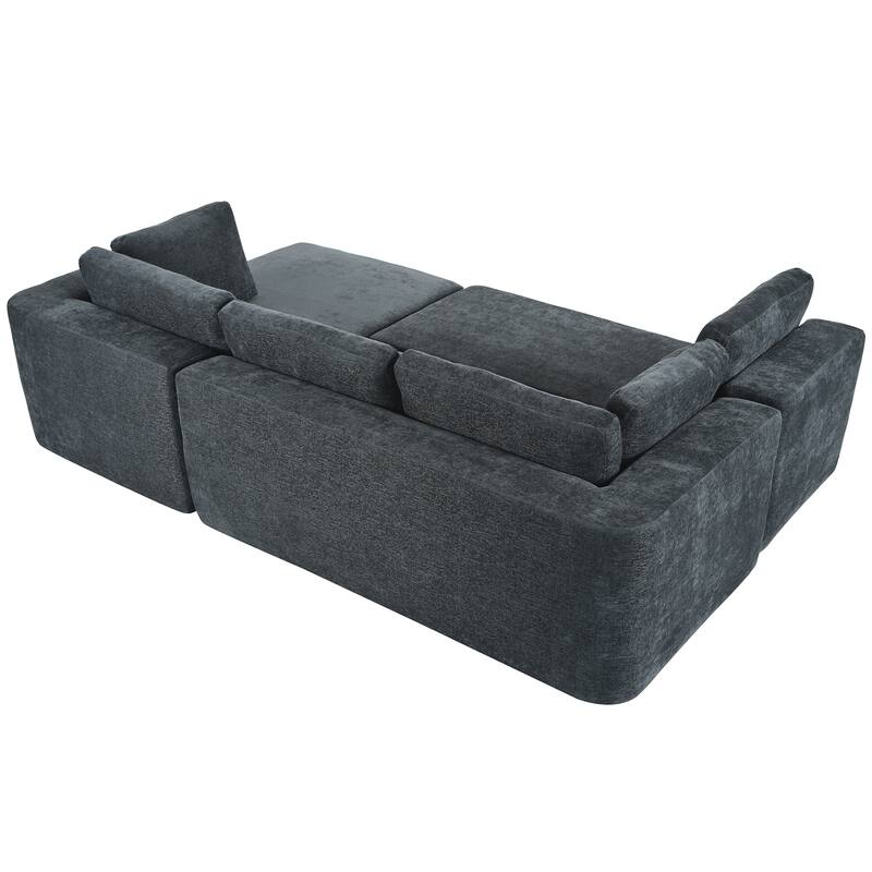 106.5" Polyester Modular Sectional Sofa with Anti-Wrinkle Chenille & Pocket Springs