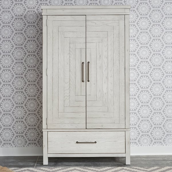 Modern Farmhouse Flea Market White Distressed Armoire Bed Bath