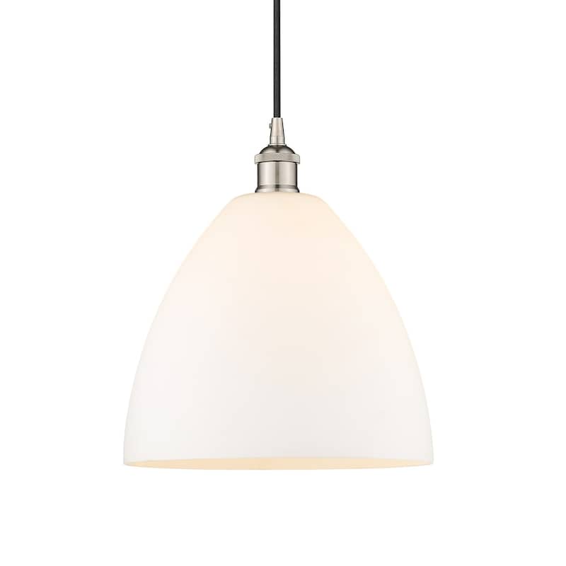 Innovations Lighting 616-1P-14-12 Edison Dome Pendant Edison Dome 12" - Polished Nickel / Matte White