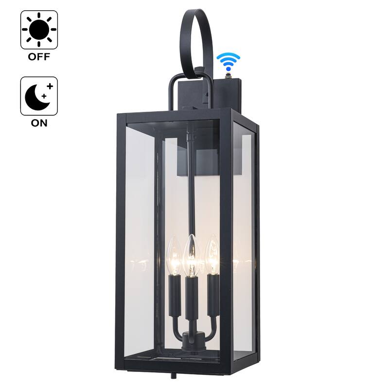 C Cattleya 1 Pack 3-Light 25.5-in Dusk to Dawn Outdoor Wall Light with Close Bottom - Matte-Black