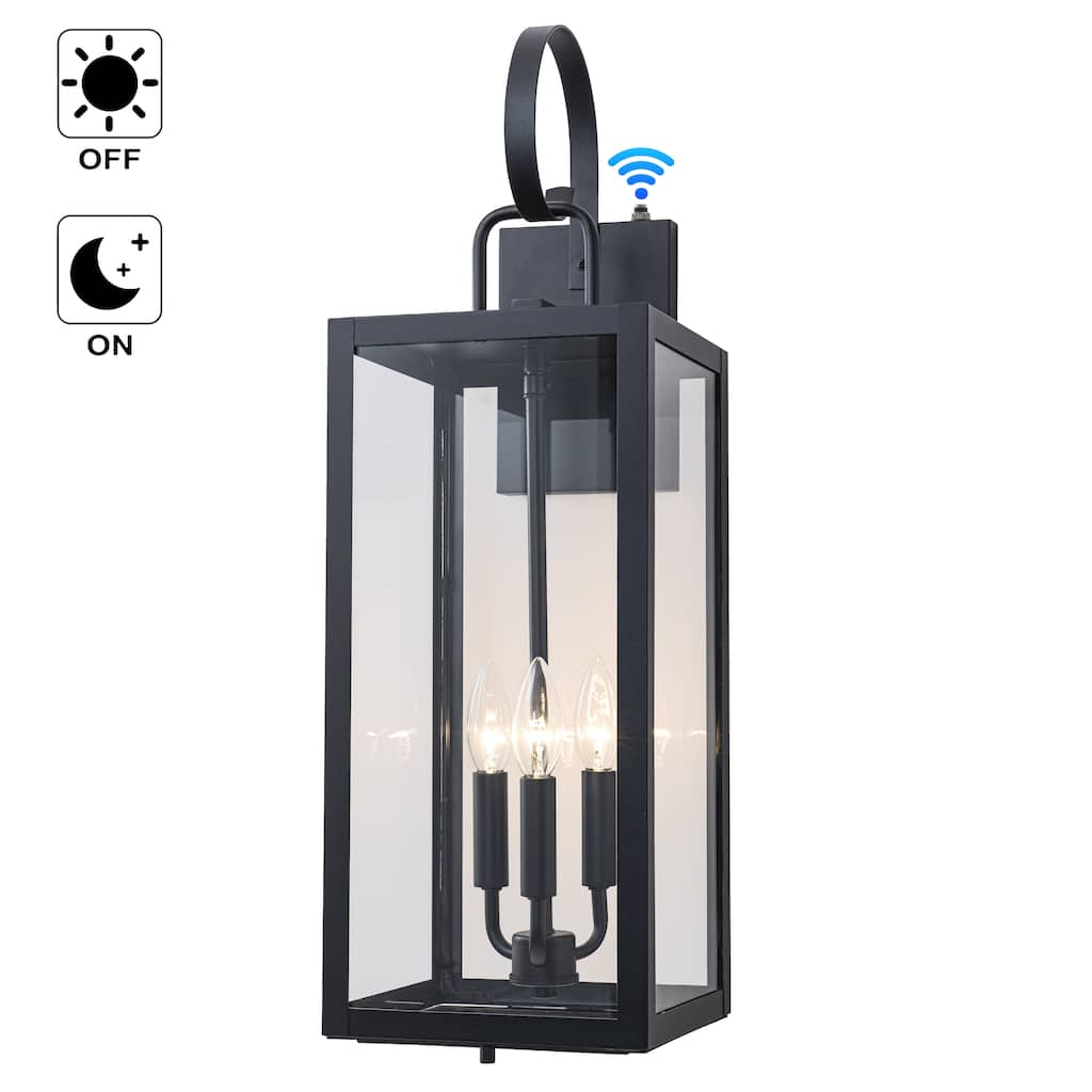 C Cattleya 1 Pack 3-Light 25.5-in Dusk to Dawn Outdoor Wall Light with Close Bottom