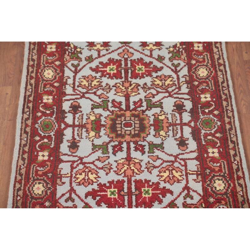 Light Blue Heriz-Serapi Accent Rug Hand-Knotted Oriental Wool Carpet - 2'11"x 4'11"