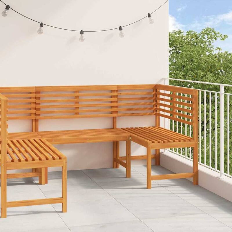 vidaXL Garden Bench Set Brown solid acacia wood - 20 x 35 x 30 - Brown-2x benches + 1x chair - Form (3)