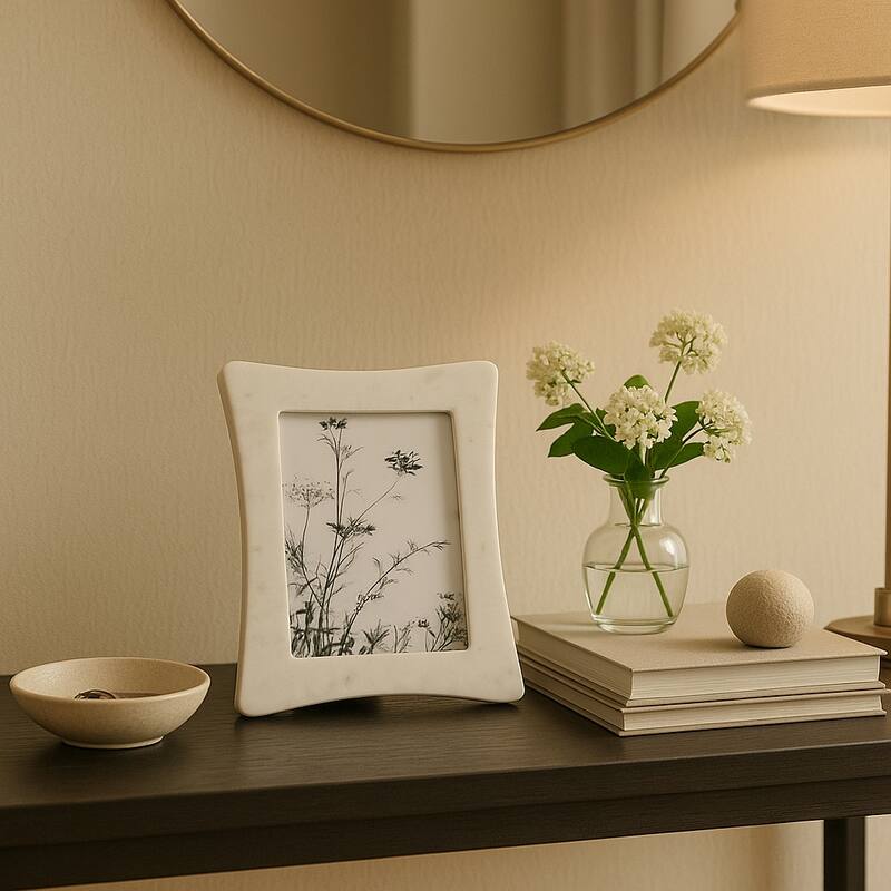 Marble Modern Curved Picture Frame - White, 5x7 in.